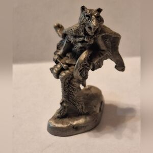 Pewter Native American Wolf Warrior Miniature Figurine